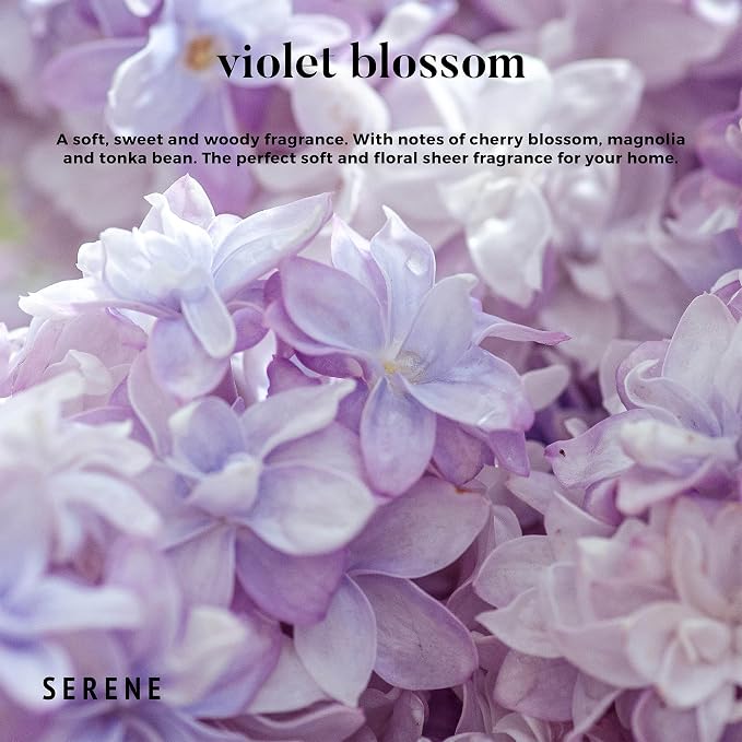 Hidden Label Large Scented Candle, Violet Blossom, 30oz 3 Wick Huge Candle, Serene Collection Slow Burn Natural Soy Candles for Home Scented