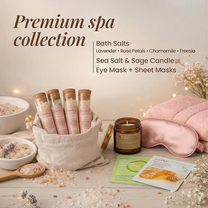 Opulent Luxury Self Care Gift Package for Women, 40oz Tumbler, Cozy Blanket | Gift-Ready Spa Set for Get Well, Thinking of You & Corporate Gifts for Employees & Clients - Candle, Bath Salts & Sleep Mask