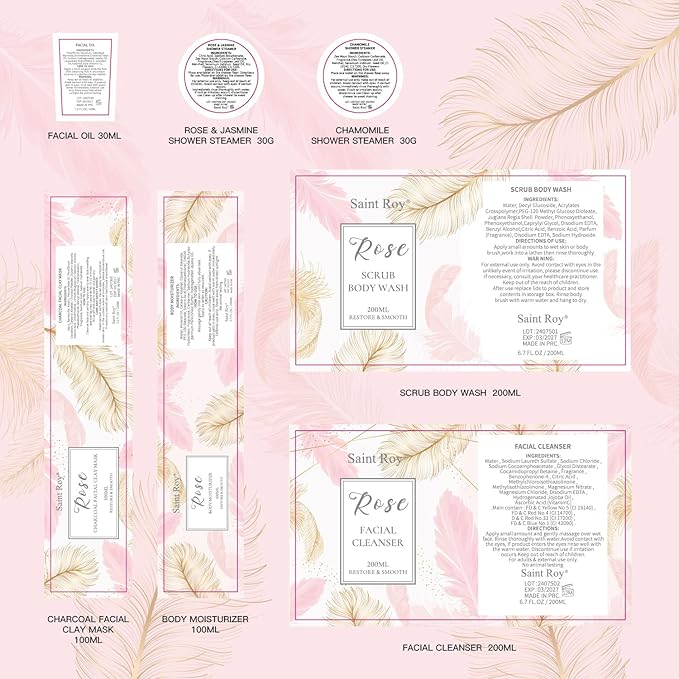 Skin Care Kit for Women, ROSE Spa Gifts for Women, Self Care Kit | Bath and Body Gifts Set for Woman, Body Wash,Birthday Gift Skin Care Set, Christmas Gift