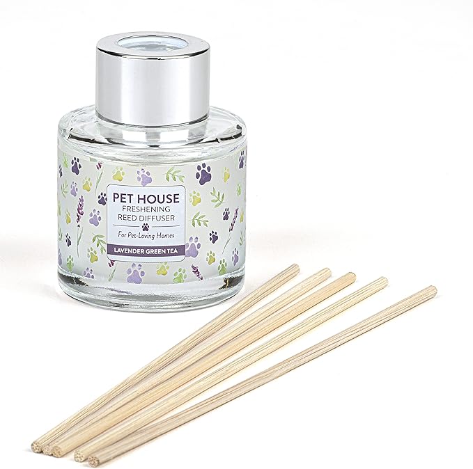 Pet House Lavender Diffuser - Long Lasting Pet Friendly Reed Diffusers for Home - Lavender Green Tea