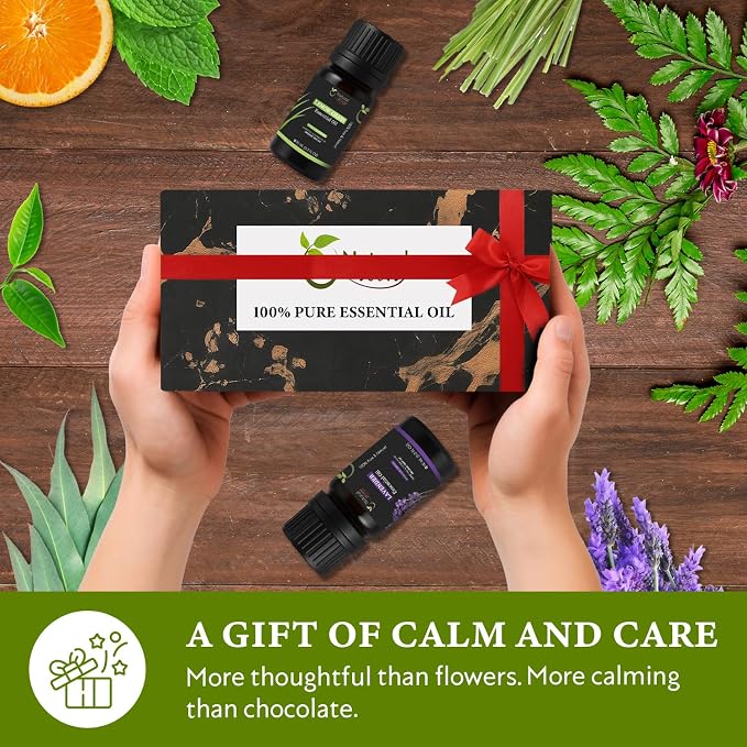 6 Pack of Essential Oils Gift Set for Aromatherapy | Blends Diffuser Essential Oils | Unique Scents Kit with Orange, Lavender, Lemongrass, Eucalyptus, Peppermint, & Tea Tree | Origin India10ml Each
