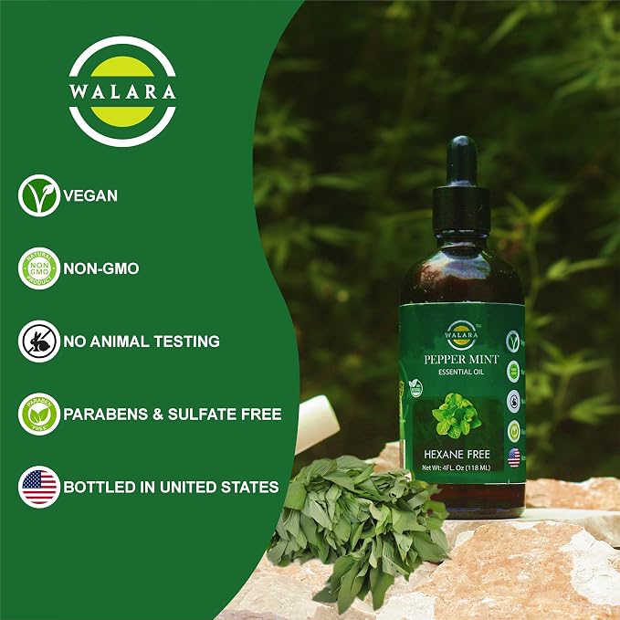 Peppermint Essential Oil - 4 oz | 100% Pure & Natural for Aromatherapy, Skin, Hair & Scalp Care