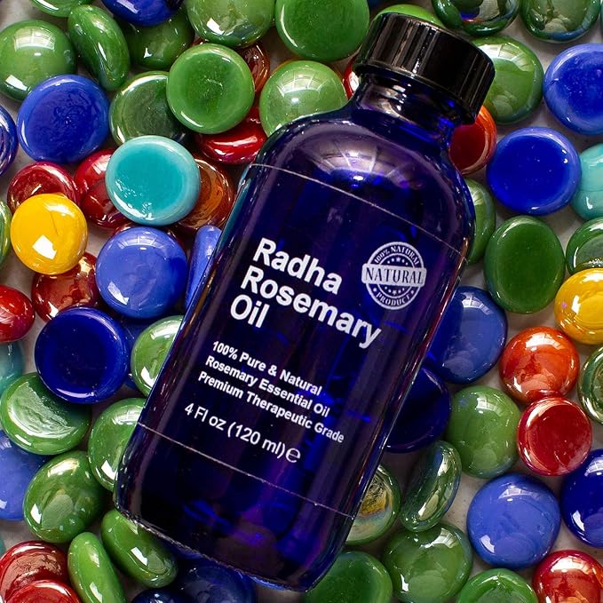 Radha Beauty - 4 oz. Rosemary Essential Oil - 100% Pure Therapeutic Grade, Steam Distilled for Aromatherapy, Relaxation, Scalp, Healthy Hair Growth, Dry Skin, DIY Essential Oil
