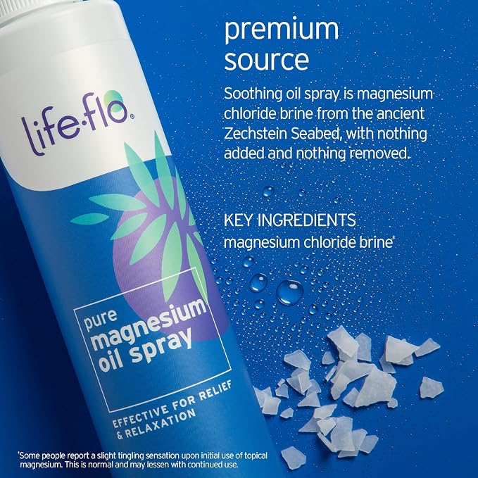 LIFE-FLO Magnesium Oil for Feet and Body - Topical Magnesium Spray Soothes Muscles, Joints When Massaged Into the Skin - Doubles as a Deodorant Spray or Bath Oil, Hypoallergenic, 8 Fl Oz