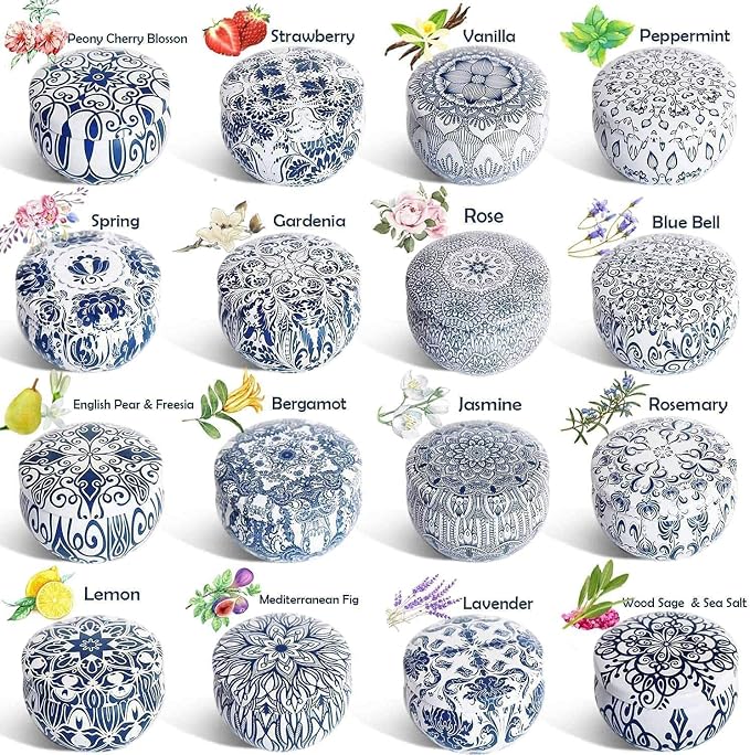 YOROXRG Scented Candles Gifts Set 16 Pack Soy Wax Travel Tin Jar Candles for Home 2.5 OZ for Mom for Christmas, Birthday, Thanksgiving, Mother's Day