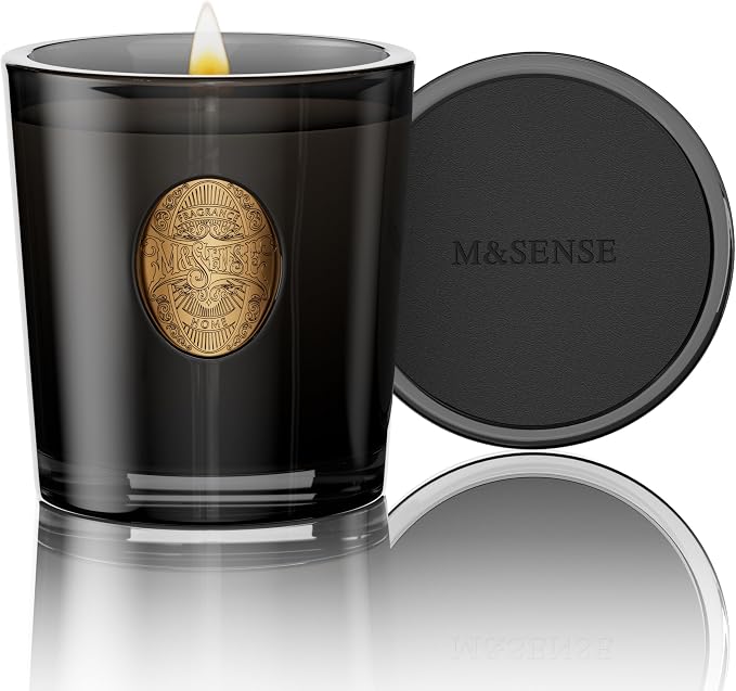 M&SENSE OudWood Intense Scented Candle| Masculine Candles for Home Scented, Gift for Women and Men| 9.2 oz Soy Wax Candle for Relaxation, Gifting