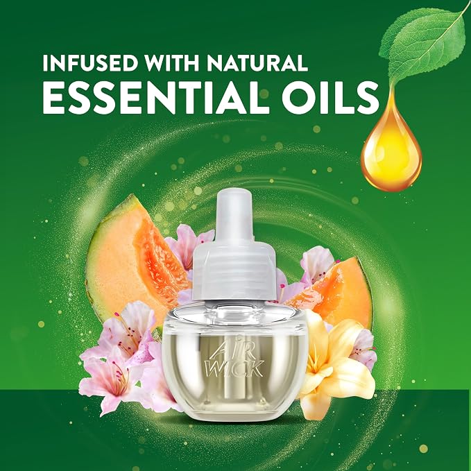 Air Wick Plug-In Scented Oil Refills, 4 Count, Summer Delights, Air Freshener, Essential Oils, Eco Friendly