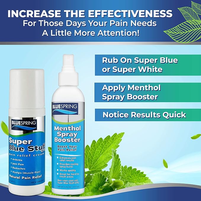 Super Blue Stuff Natural Pain Relief Roll-On with Emu Oil, 3 fl oz | Anti Inflammatory Analgesic Cream, For Back, Knee, Joint, Muscle, Arthritis, Neck Pain