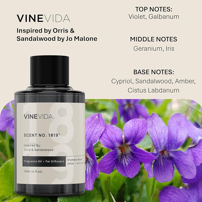 VINEVIDA [4 Oz] Inspired by: Orris & Sandalwood; Diffuser Oil Refill | Premium Scent Diffuser Oil for Home | Non-Toxic Fragrance