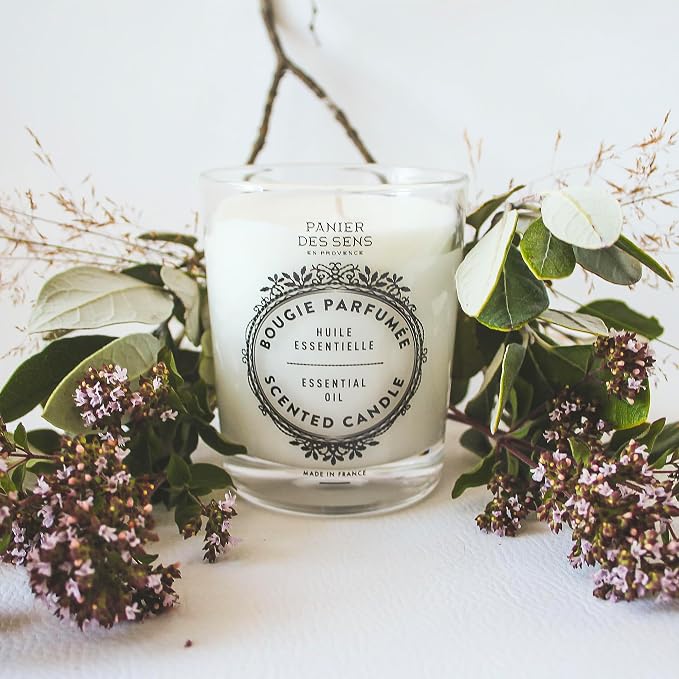 Panier des Sens Lemon Verbena Candle - Hand-Poured in Provence, France - Long Lasting Scented Candles - up to 55 Hours Burn Time - Lemon Verbena Scented Candle - 100% Natural Cotton Wick - 6.3 oz