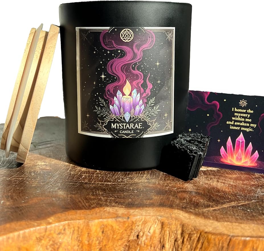 Patchouli & Bergamot Aromatherapy Soy Wax Candle for Emotional Grounding, Self‑Care Rituals, Moon Work | 10 oz Scented Candle - Mystarae Ritual Candle By Wick & Whisper