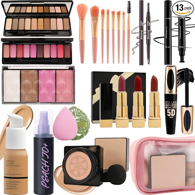 All in One Makeup Kit for Women Full Kit,Travel Makeup Kit for Teens,Make Up Gift Set with Everything,Foundation Eyeshadow Lipstick Eyebrow Blush Powder, Mother's Day Make Up Gift Set for Women-E