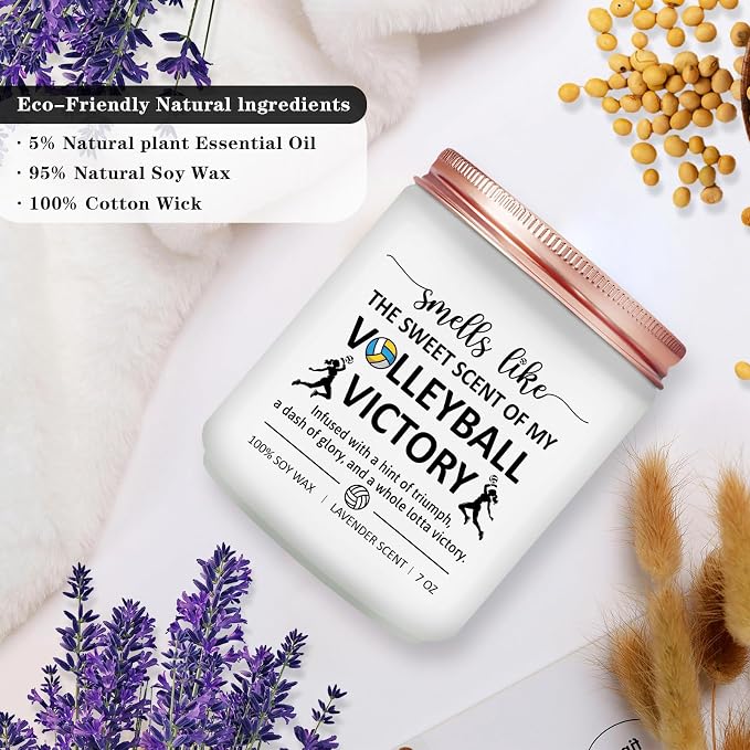 Volleyball Gifts for Teen Girls, Women - Volleyball Gifts for Players, Team, Coach, Mom - Volley Ball Senior Night Themed Presents, Accessories and Stuff - Lavender Scented Candle