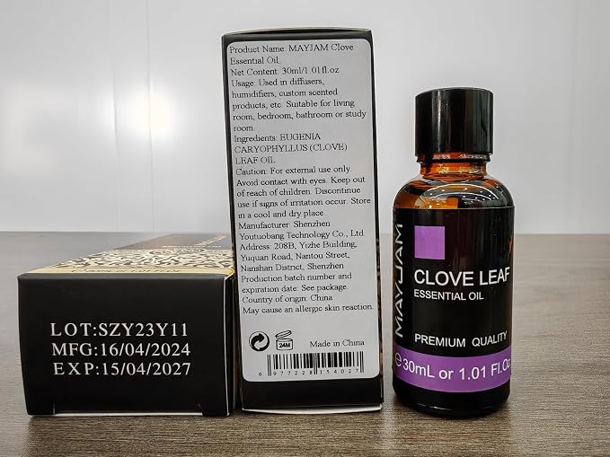 MAYJAM Clove Essential Oil, 1.01 FL.OZ Pure Essential Oils for Aromatherapy Diffuser, Great for DIY Candle and Soap Making(30ml)