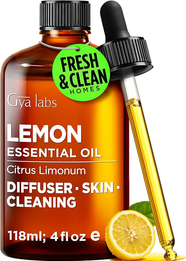 100% Pure Lemon Essential Oil - 4 Fl Oz - Lemon Oil for Hair, Skin, Diffuser, Aromatherapy & DIY Candle Making Scent