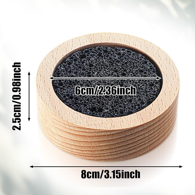 Lava Rock Diffuser, Sauna Accessories Small Lava Rock Diffuser with Natural Beechwood Base for Sauna Passive Diffusers Essential Oil Diffusers for Bathroom Home Office Bedroom as Friend Gifts