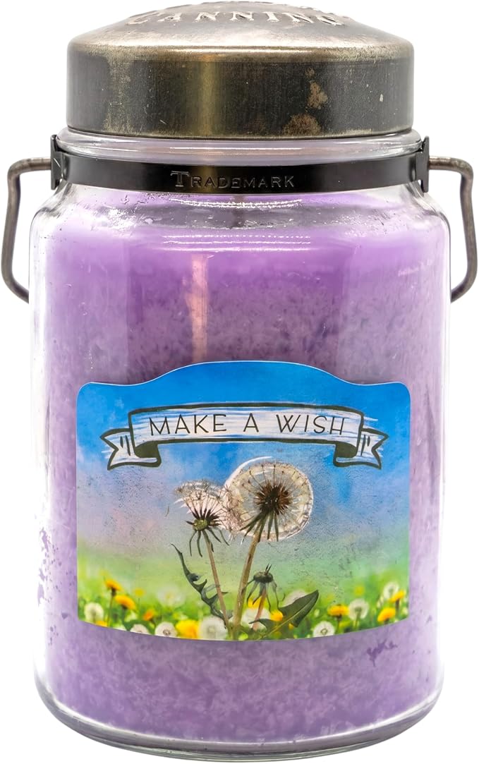 McCall’s Candles | Make a Wish | 26 oz Scented Candle | USA-Poured | Vintage Rustic Jar with Carrying Handle | Lemon, Vanilla & Berry Floral Fragrance