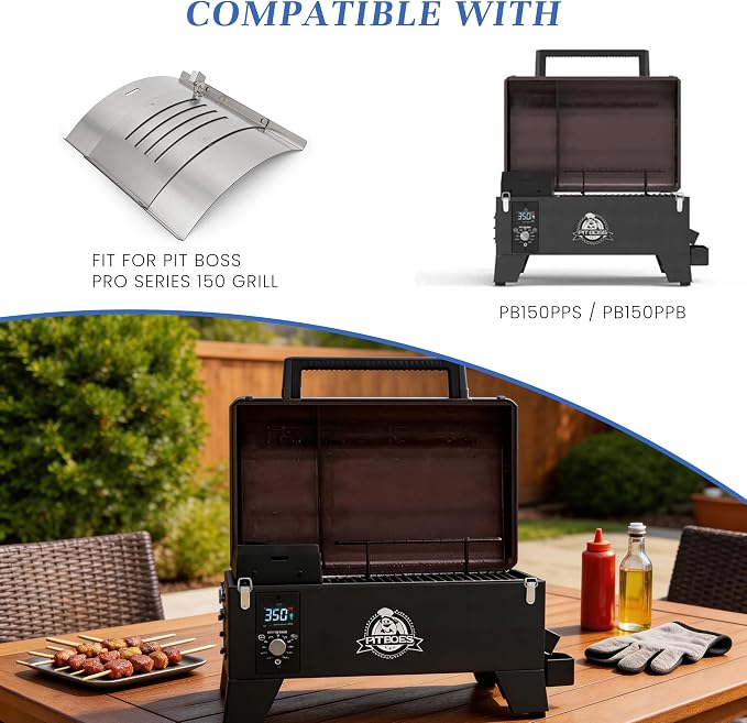 Flame Broiler Kit for Pit Boss PB150PPS Portable Pellet Grill, Heat Diffuser Replacement Parts for Pit Boss 10697 Table Top Wood Pellet Grill, Includes Main Plate and Slide Cover, Replaces Part 31971