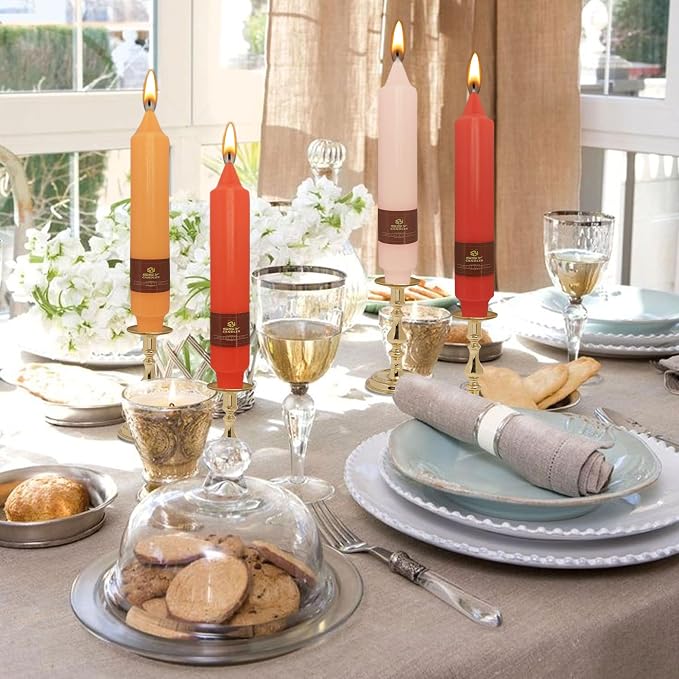 4 PCS Gradient Orange Taper Candlesticks 7 inch Unscented Tapered Candles Sticks for Home Holiday Wedding Party Decoration