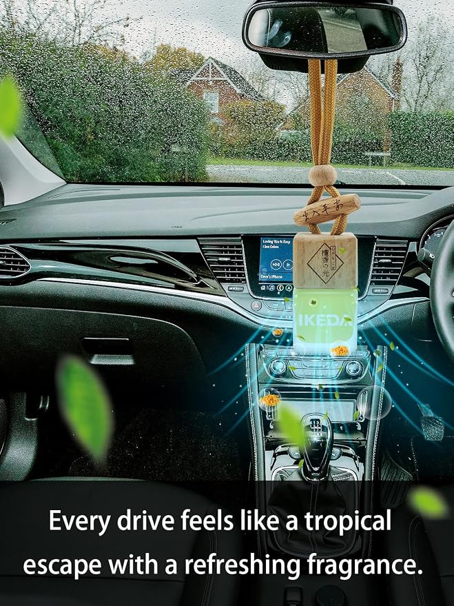 Ikeda Car Air Freshener: Hanging Car Smell Air Freshener | 10ml Hanging Car Perfume | Long Lasting Fragrance | Strong Scents Diffuser for Auto Home (Mango|Square)