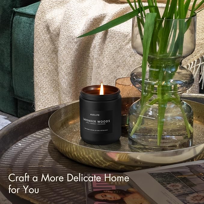 Lavender & Wood Scented Candle, Candle for Men | Father Day Gift, Soy Wax, 50H Burn Time