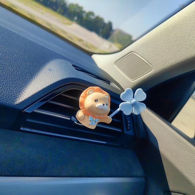 Cute Car Air Freshener Vent Clips, 3D Animal with Mini Fan Diffuser Vent Clip, Air Conditioning Decoration Car Accessories for Women and Men