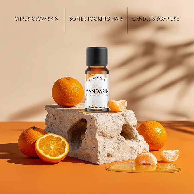 Organic Mandarin Green Essential Oil | 100% Pure & Natural Citrus reticulata Peel Oil with Soft Sweet Citrus Aroma | for Diffuser, Candle Making & DIY Aromatherapy Blends, 0.34 fl oz