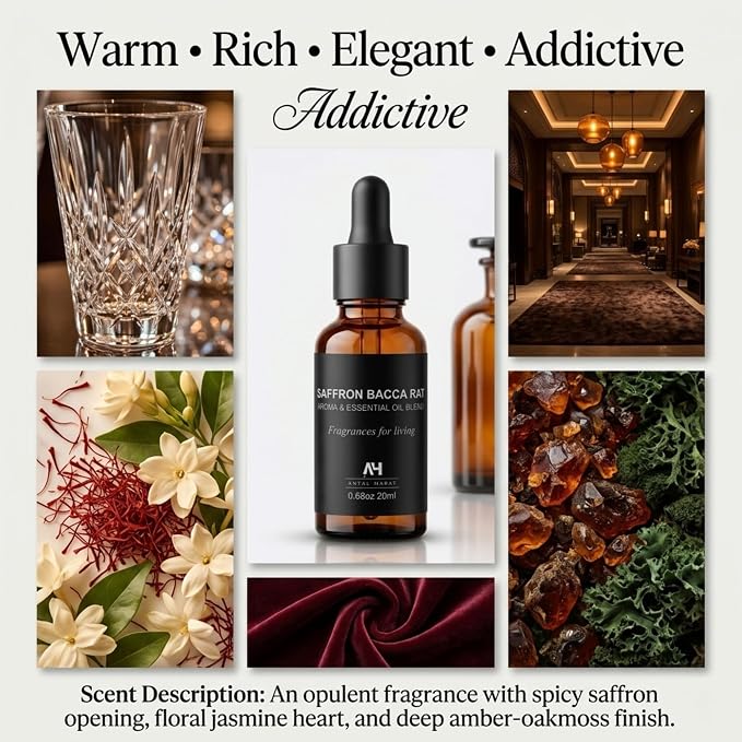 Luxury Hotel Diffuser Oil – Luxury Hotel Scent Diffuser Oil Saffron & Jasmine – Home Luxury Scents – Premium Home Fragrance Oil for Waterless & Reed Diffusers – 20mL Glass Dropper Bottle