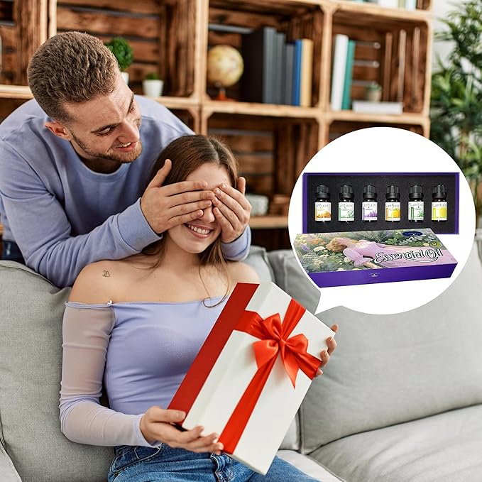 Lantixin Top 6 Essential Oils Set: Frankincense, Rosemary, Eucalyptus, Lavender, Sweet Orange, Lemon - Perfect Starter Kit for Diffusers, Aromatherapy Beginners - 6 x 0.3 oz (1.8 fl oz Total)