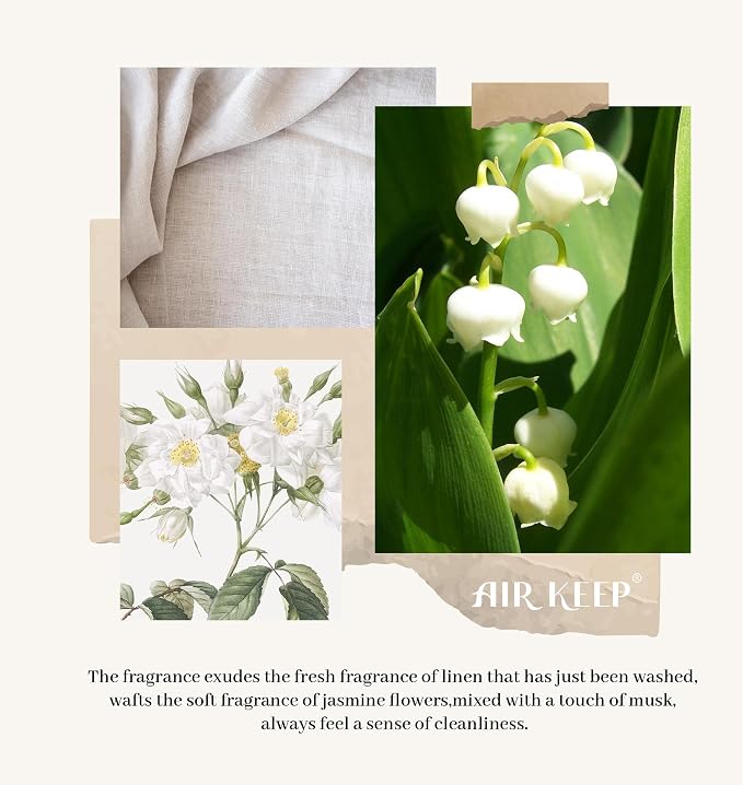 Airkeep Flower Reed Diffusers Set, 5.07 oz Clean Aldehydes Musk Scented Oil Diffuser with 8 Reed Sticks, Home Fragrance Diffuser Gift Set for Bathroom & Office Decor 150ml
