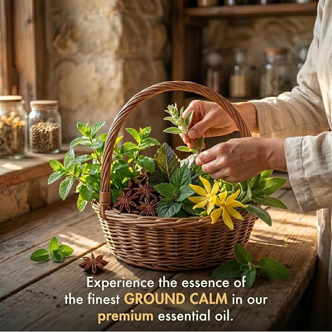 Calming Essential Oil Blend, 100% Natural Aromatherapy Grade, 10ml / 0.34 Fl Oz (Ground Calm)