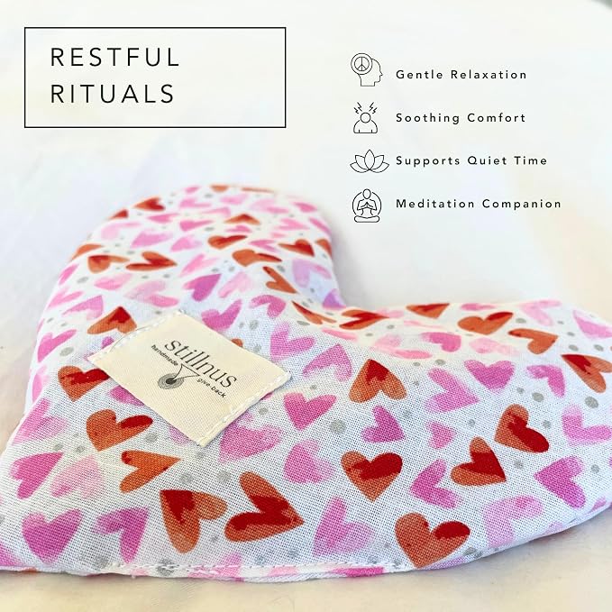 Stillnus Weighted Heart Eye Pillow with Organic Lavender & Flaxseed – Relaxation Gift for Women, Meditation Tool, Mindful Rest, Cooling Eye Mask, Wellness Self-Care Kit