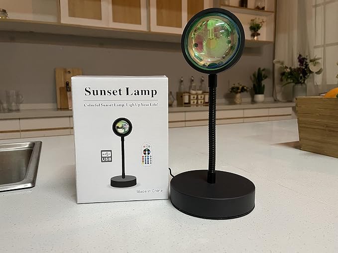 JIMEI Sunset Lamp Projector Led Lights for Bedroom Night Light RGB Lights Sun Sunlight Sunrise Lamp 10w 360° Rotation Mood Lighting Home/Room Decor Gifts for Women,Desktop Multicolor