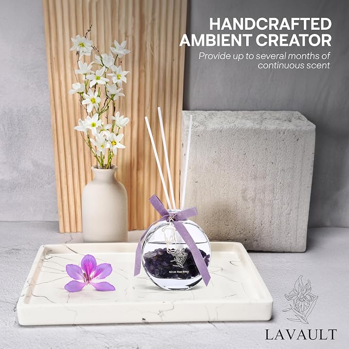 Lavault Reed Diffusers for Home Fragrance Scented - Fragrance Diffusers - Gift Set for Women - Essential Oil for Aromatherapy - Room Aroma Fresheners - Scent Diffuser for Home - Rose Ebony Aroma