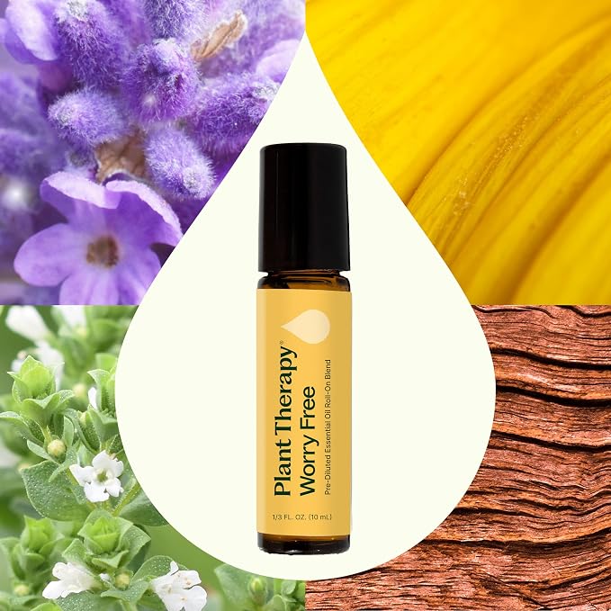 Plant Therapy Worry Free Essential Oil Blend Pre-Diluted Roll-On 10 mL (1/3 oz) 100% Pure, Natural Aromatherapy