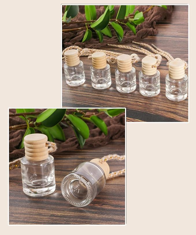ESEWALAS 20 Pcs Car Air Fresheners, Hanging Diffuser Empty Glass Perfume Bottles, Aromatherapy Fragrance Perfume Pendant Glass Vials for Car Decor