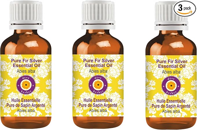 Deve Herbes Pure Fir Silver Essential Oil (Abies alba) Steam Distilled (Pack of Three) 100ml X 3 (10 oz)