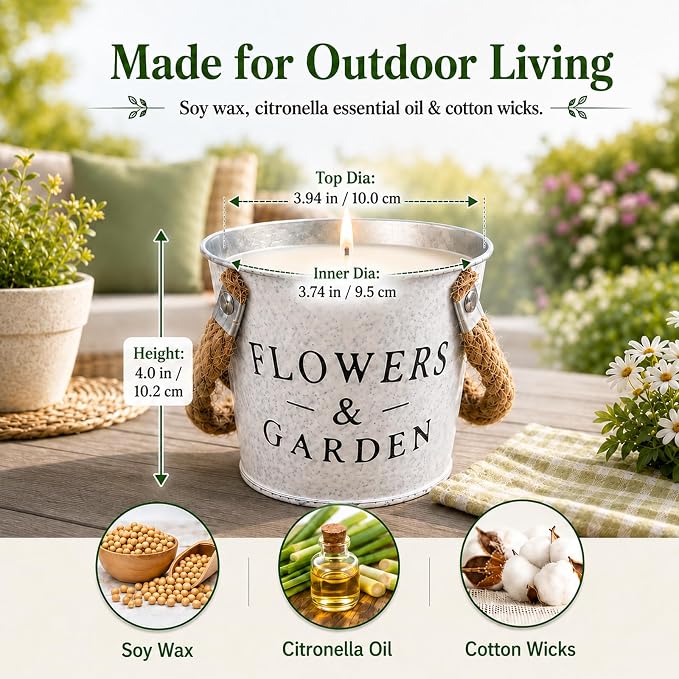Citronella Candles Outdoor, 50oz Citronella Candle for Patio, Garden, Yard, Balcony Backyard & Camping,Total 300Hours Burning Large Summer Outdoor Candles 4 Pack