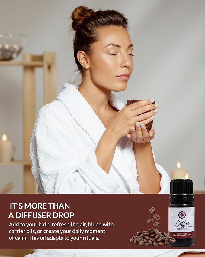 Essence Coffee Essential Oil, 5 ml | Aromatherapy Oil for Diffusers & Personal Use | Natural Fragrance for Relaxation, Clarity & Wellness | Made in USA | Warm & Invigorating Scent