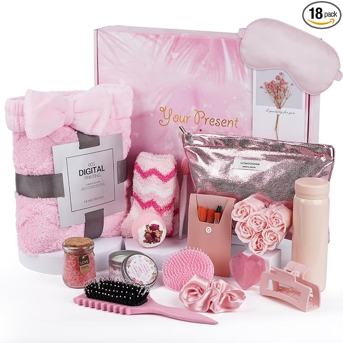 Birthday Gifts for Women, 18PCS Relaxing Spa Gift Basket Self Care Gifts, Unique Gift Ideas for Mom Her Friend Wife Sister, Christmas, Mother's Day, Valentine's Day, Get Well Gift