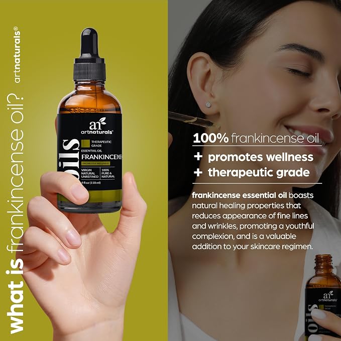 artnaturals Frankincense Essential Oil (4.0 Fl Oz / 118ml) - 100% Pure Oils Natural Undiluted Therapeutic Grade – Premium Aromatherapy Quality Oil, Aromatherapy & Diffuser