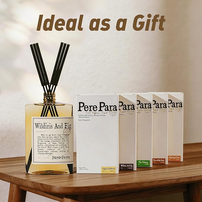 Wildiris and Figs Premium Reed Diffuser Set - 400ml /13.53 fl.oz Scented Oil with 6 Sticks | Long-Lasting Fragrance for Home & Office | Luxury Gift