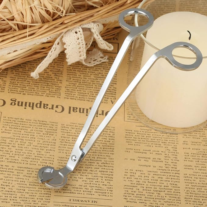 MUXSAM Candle Wick Trimmer, Candle Wick Cutter, Candle Scissors Cutter, 1-Pack Stainless Steel Wick Clipper Scissor Candle Tool for Trim Wick to Burn, Reduces Soot (Silver)