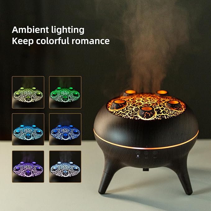 Essential Oil Diffuser 250ML,Jellyfish Diffuser Air Humidifiers Sound Pickup Ultrasonic Aromatherapy Diffuser Remote Control 7 Color Lights for Home Bedroom Office Hotel (Brown Color)