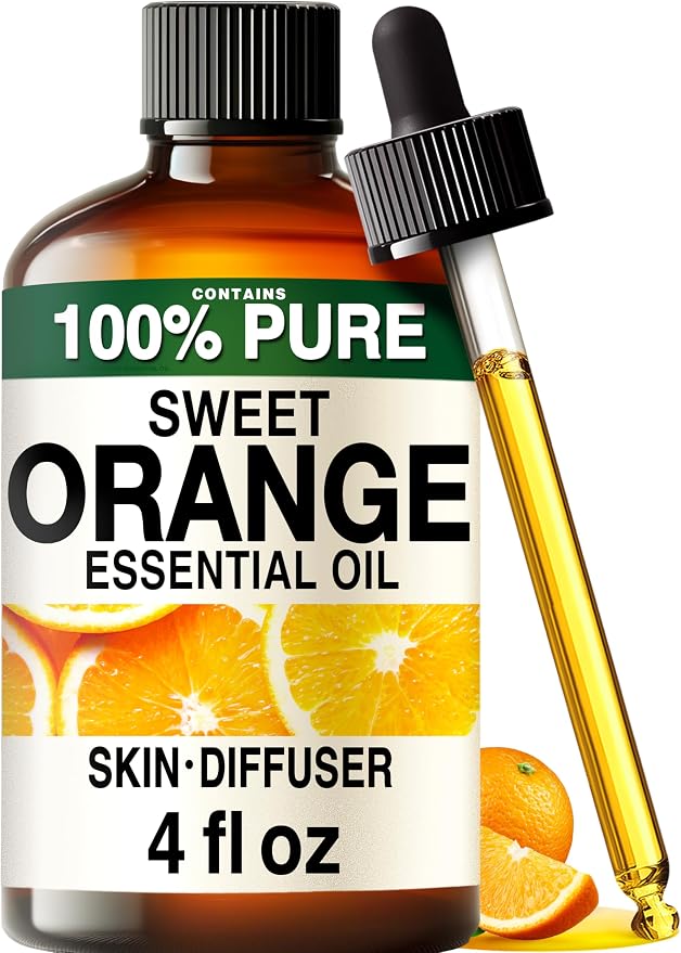 100% Pure Orange Oil - 4 Fl Oz Orange Essential Oil for Hair, Skin, Diffuser, Aromatherapy & DIY Soap Making Scent