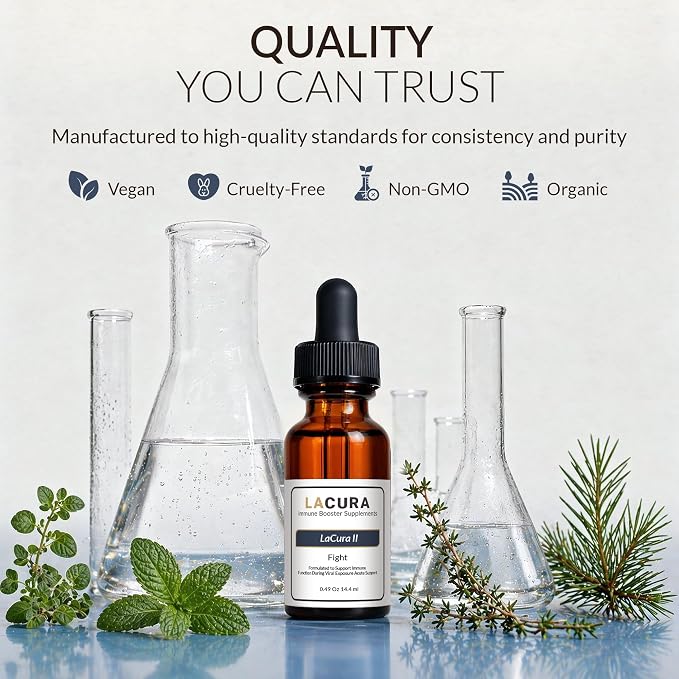LaCura - Organic Essential Oil - Powerful Immune & Respiratory Support Fight Formula with Natural Peppermint, Oregano & Thyme - Concentrated 15ml Wellness Oil Blend for Enhanced Breathing & Comfort
