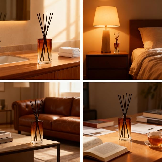 Reed Diffuser for Home Fragrance – Earl Grey Scent 100ml with Reed Sticks, Long Lasting Flameless Diffuser for Bathroom, Bedroom & Living Room Decor, Giftable Glass Bottle