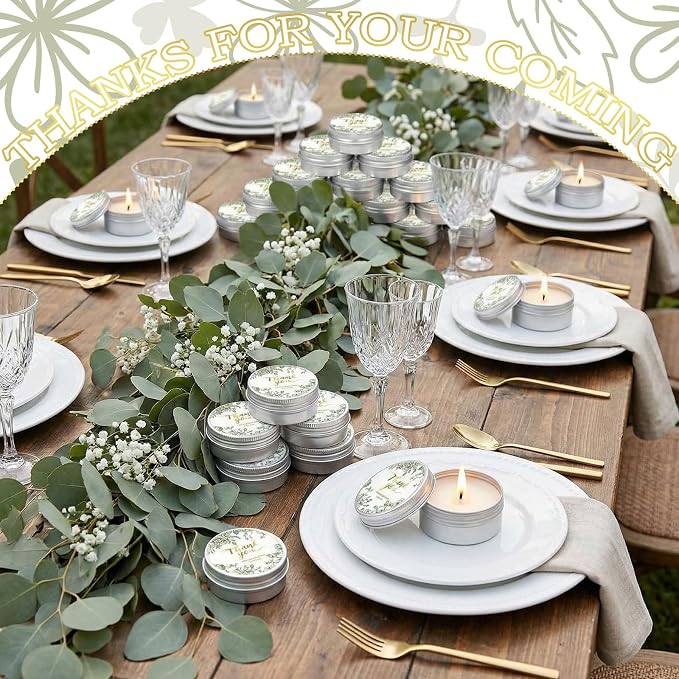 MTLEE 50 Pcs Sage Green Floral Wedding Candles Gift Favors for Guests 1 oz Lavender Scented Soy Wax Aromatherapy Candle for Bridal Shower Favors Rustic Wedding Party Guests