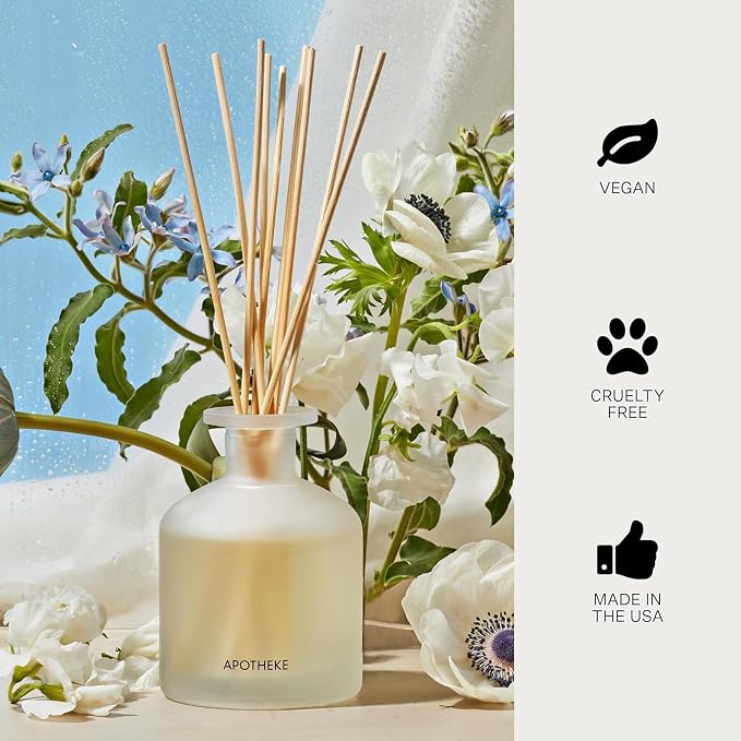Apotheke Luxury Scented Oil Reed Diffuser Liquid Refill (Canvas) - Premium Home Fragrance Diffuser Refill Set with Sticks