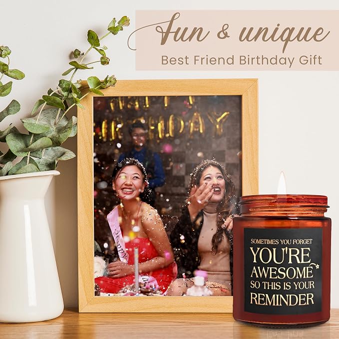 Gifts for Women Men - Inspirational Relaxing Stress Relief Candle - Friendship, Birthday Gift for Her Sister Wife Girlfriend Best Friend Coworker - You're Awesome Natural Soy Candle for Home